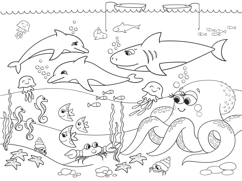 desenho de fundo do mar imprimível grátis para colorir