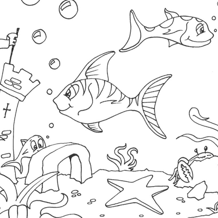 desenho de fundo do mar imprimível para crianças para colorir