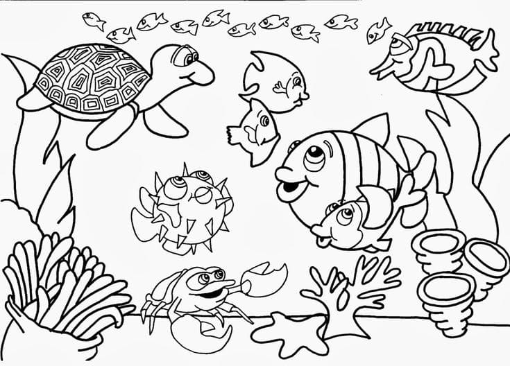 desenho de fundo do mar para crianças de 4º ano para colorir