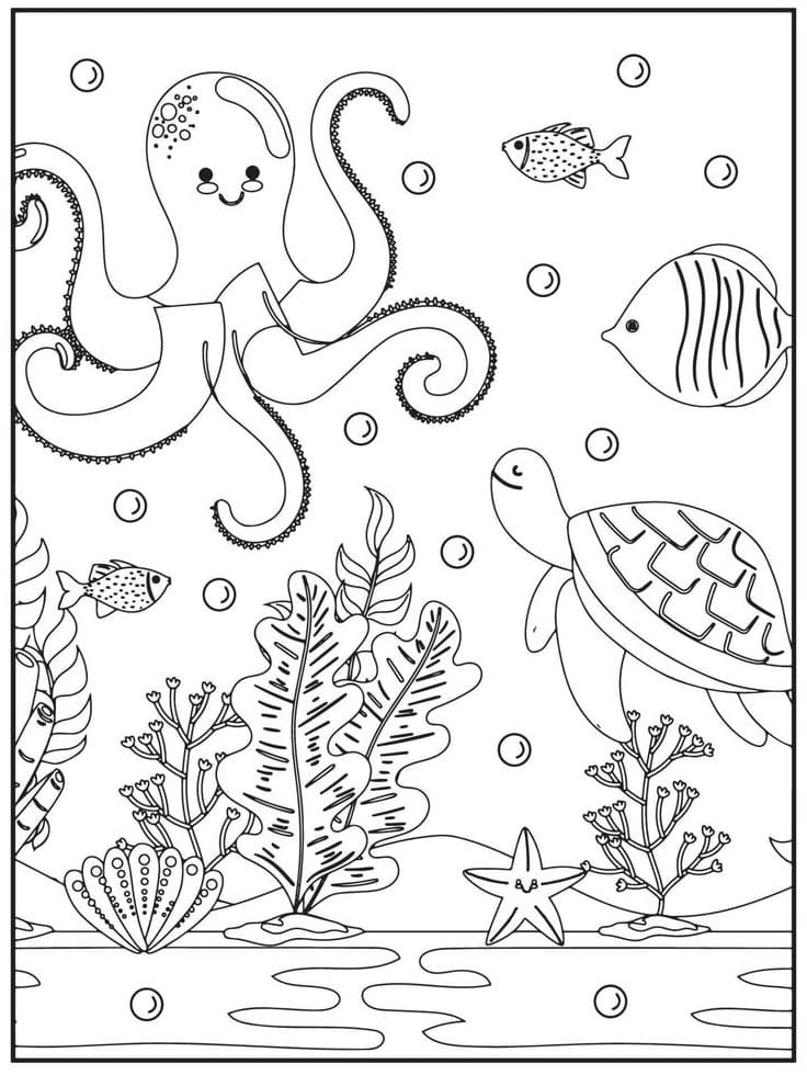 desenho de fundo do mar para crianças de 6º ano para colorir