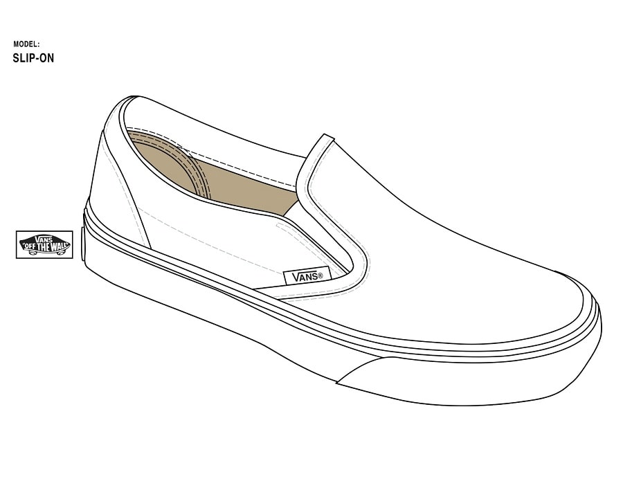 desenho de tênis vans slip on para colorir