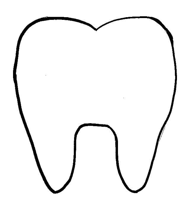 desenho dente fácil para colorir