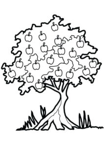desenho macieira cena rural para colorir