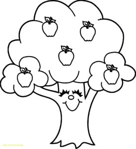desenho kawaii macieira feliz para colorir