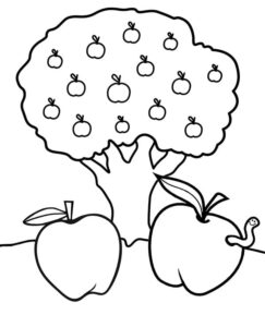 desenho macieira detalhada para colorir