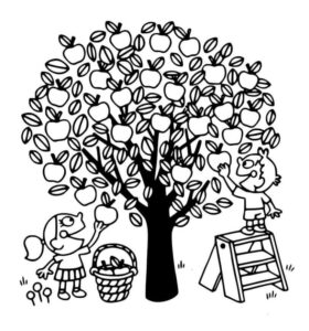 desenho macieira flores para pintar grátis