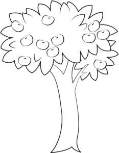 desenho macieira natureza para colorir