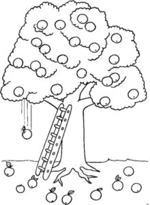 desenho macieira para crianças para colorir