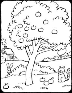 desenho macieira para escola para colorir