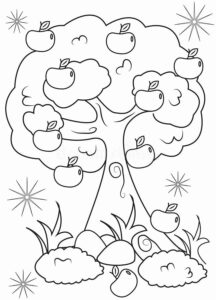 desenho macieira simples para colorir e pintar