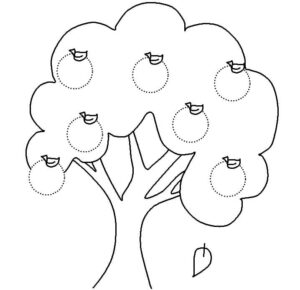 desenho para colorir de macieira para exercícios escolares
