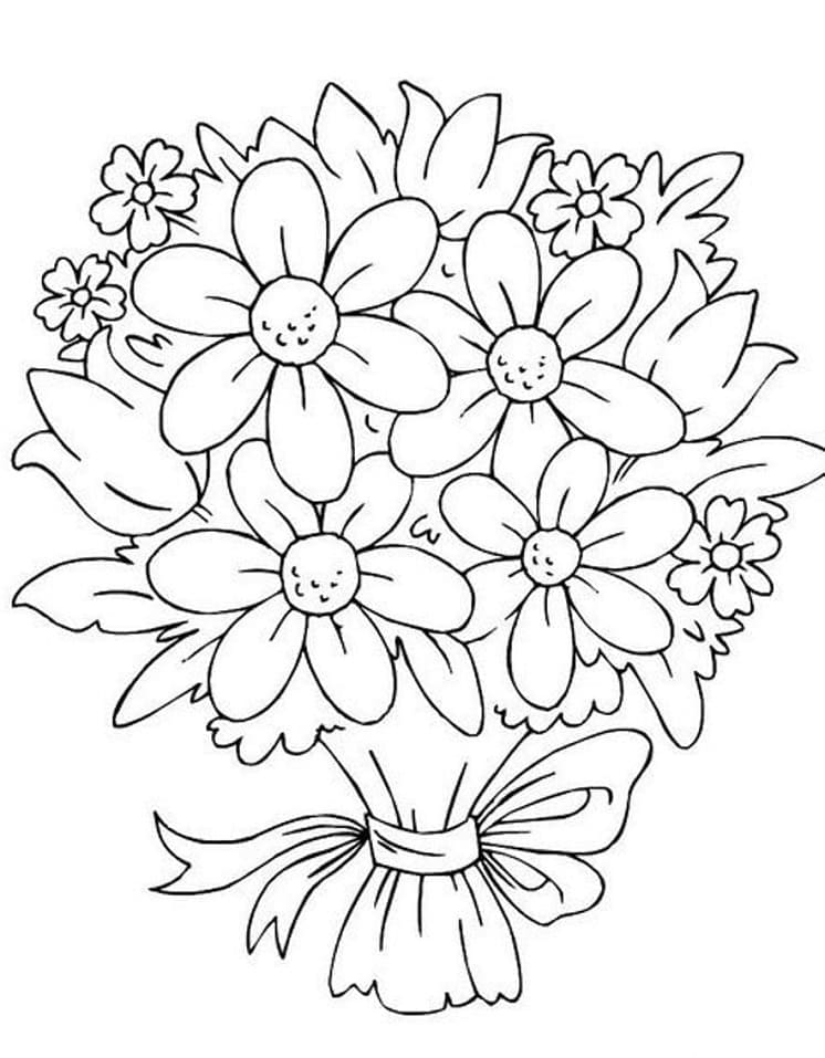 desenhos de buquê criativo para imprimir e pintar