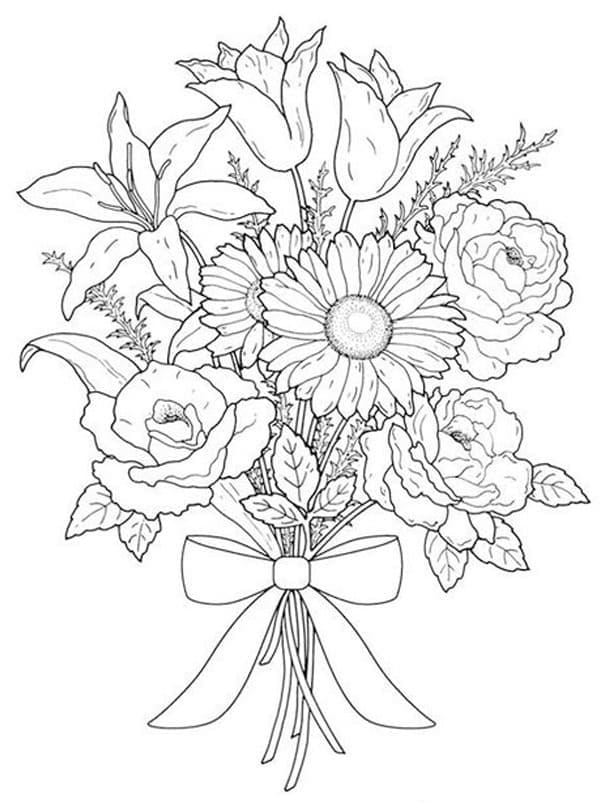 desenhos de buquê de flores para imprimir e colorir