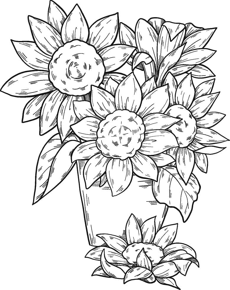 desenhos detalhados de flores para colorir