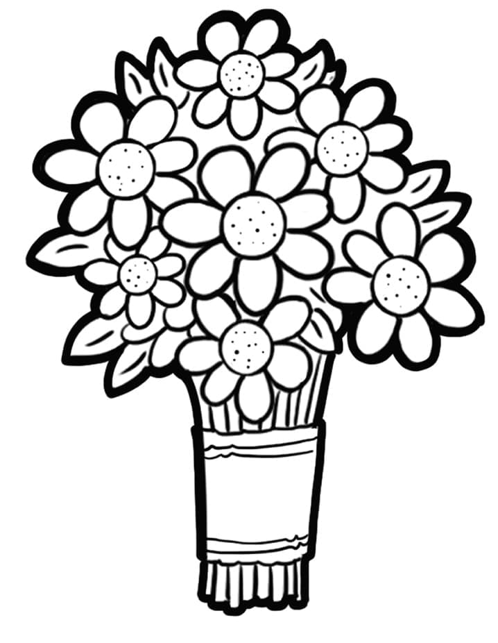 desenhos fofos de buquê de flores para colorir pdf