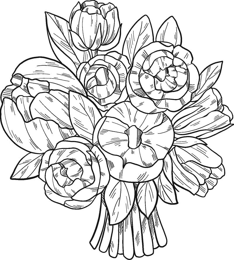 flores em buquê para colorir