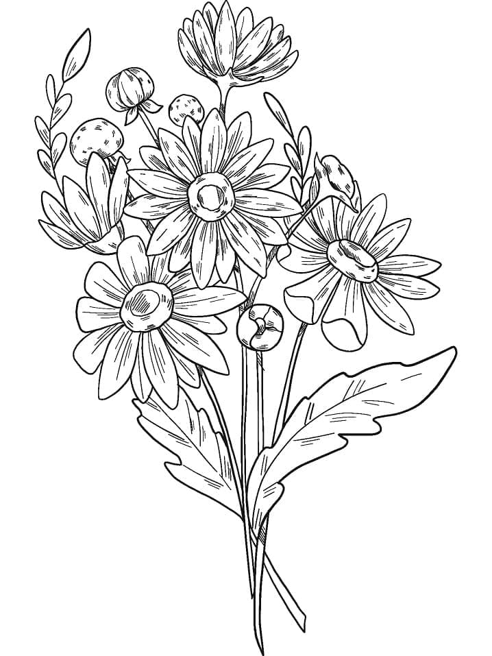 flores para colorir em buquês
